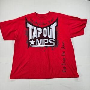 Y2K Tapout MPS MMA UFC‎ Graphic Print Red Short Sleeve Shirt Men's Size XXL
